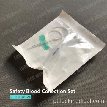 Conjunto de coleta de sangue de segurança descartável e suporte